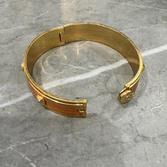 Vintage Henri Bendel Gold and Brown Bracelet with Crystal Details - Picture 3 of 3